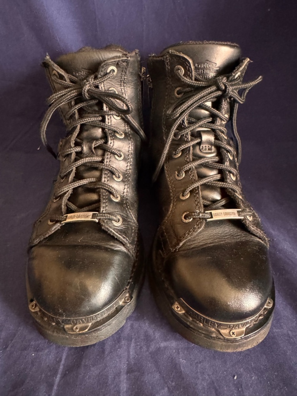 Harley Davidson Womens 7.5M Black Leather Biker Motorcycle Boots Maddy D84189